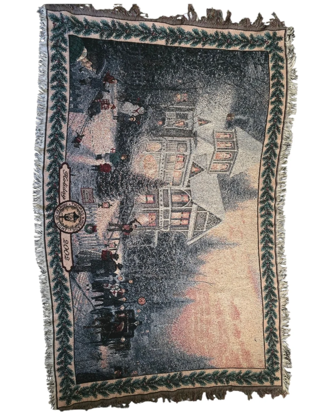 Y2k Thomas Kinkade Painter Light Woven Tapestry Throw Blanket Holiday 2002 NWT